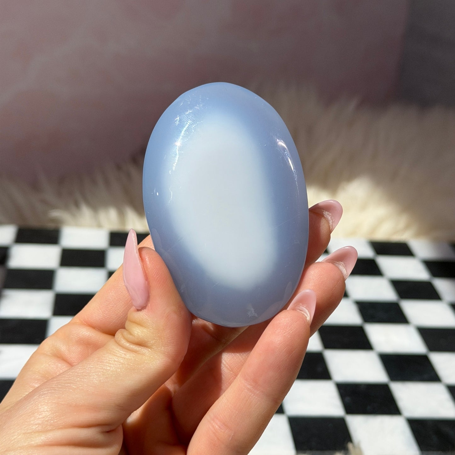 Blue Chalcedony Palm Stone | Natural Madagascar Crystal