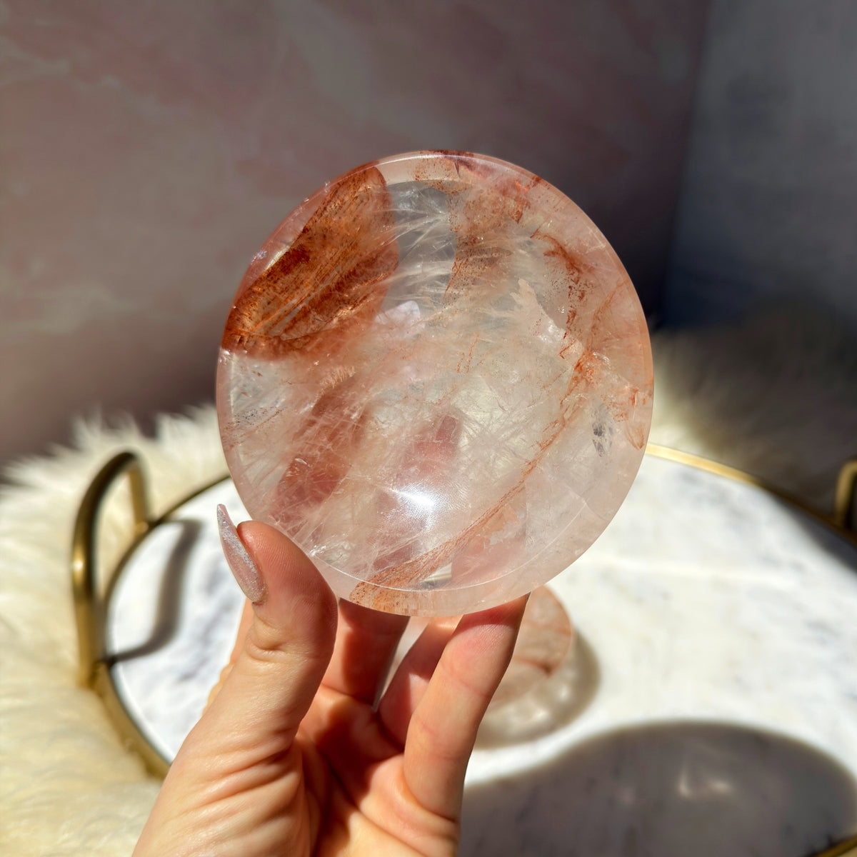 Fire Quartz Crystal Dish | Natural Brazil Gemstone Bowl
