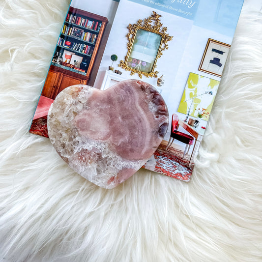 Large Pink Amethyst Heart on Gold Stand #1  (3 lbs)