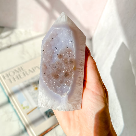 Agate Tower with Sugar Druzy  #3 (14.1 oz)