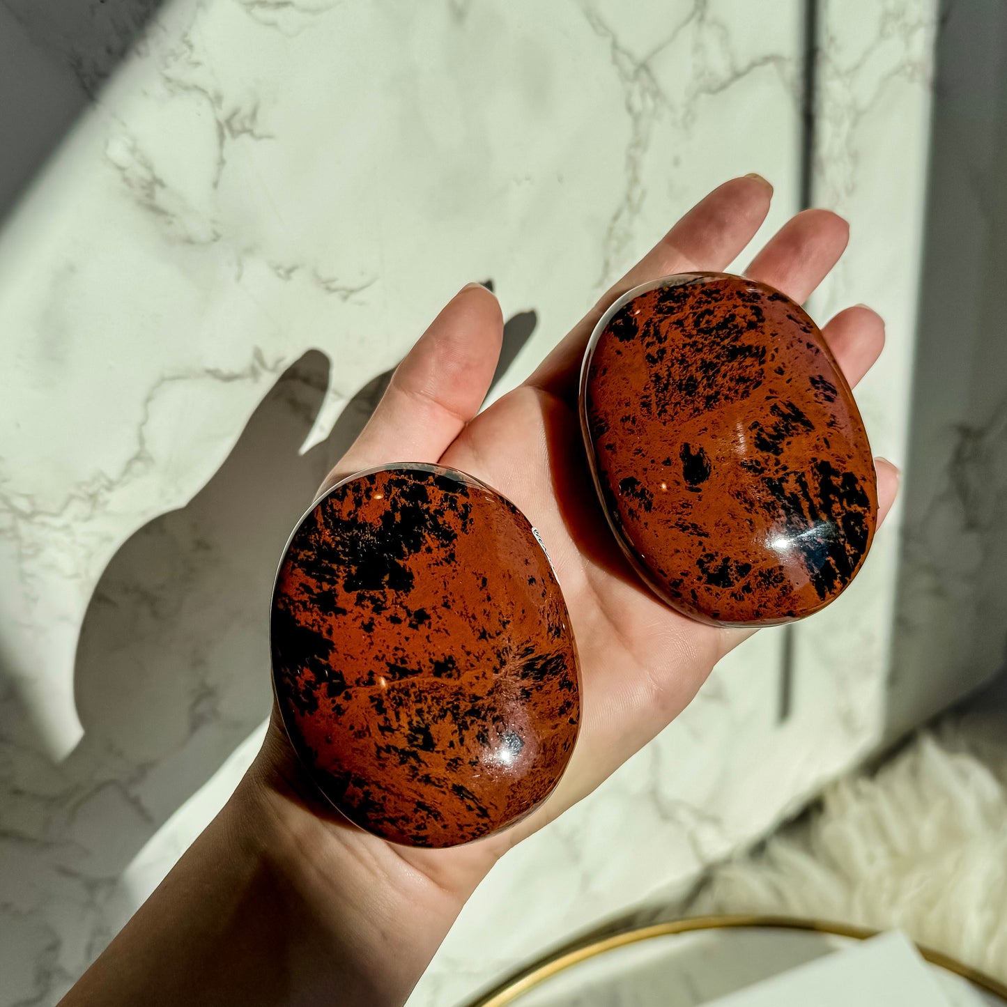 Mahogany Obsidian Palm Stones