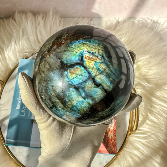 Large Labradorite Flashy Sphere #1  (3 lbs 2 oz)