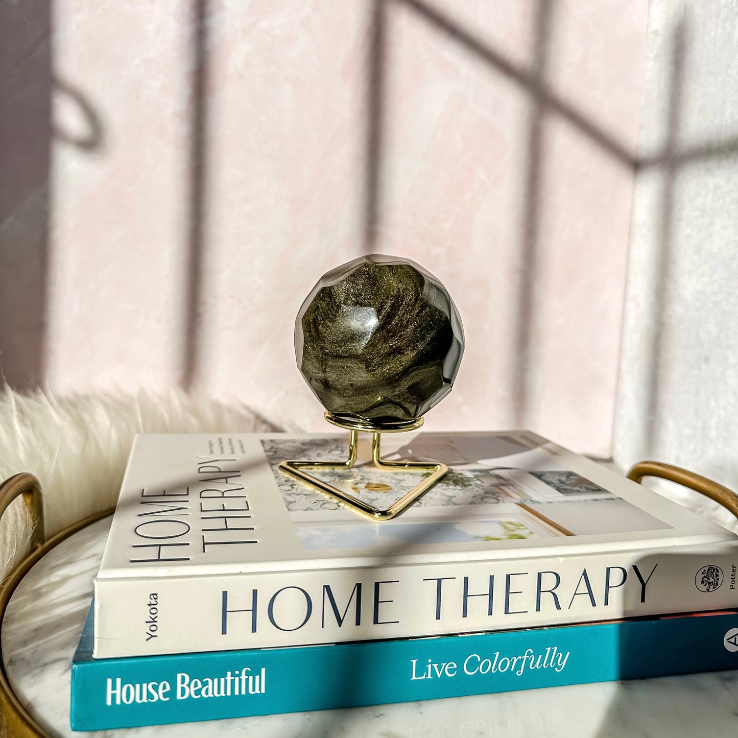 Black Sheen Obsidian Faceted Sphere #3 ( 1 lbs 5 oz )