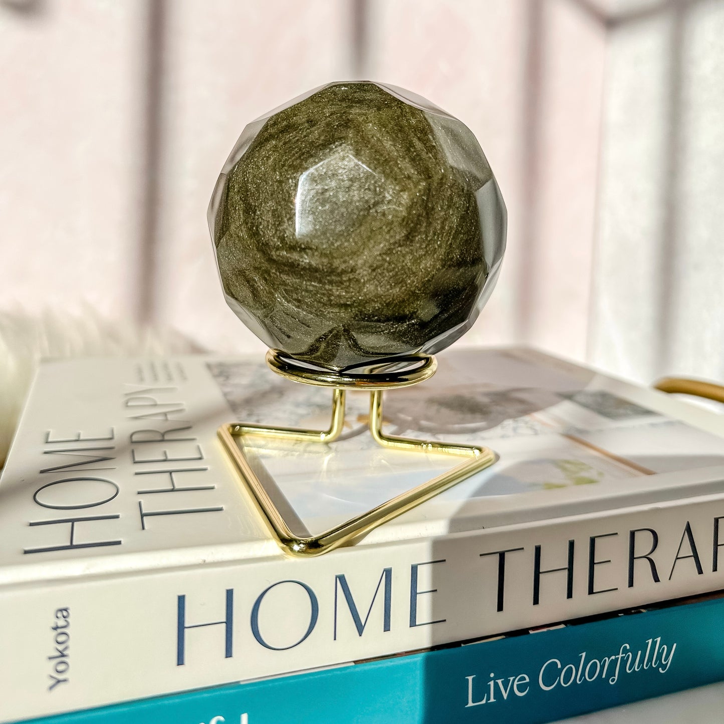 Black Sheen Obsidian Faceted Sphere #3 ( 1 lbs 5 oz )