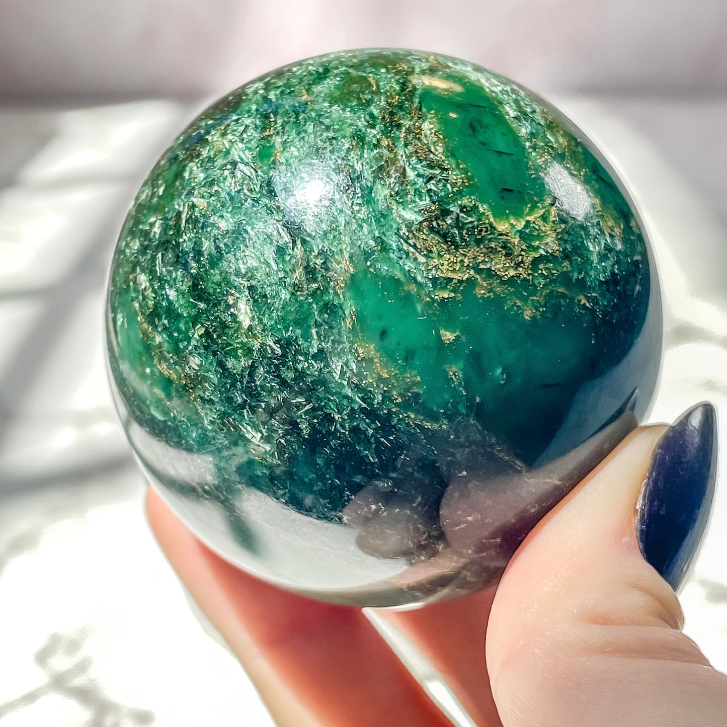Nephrite Jade with Pyrite Sphere