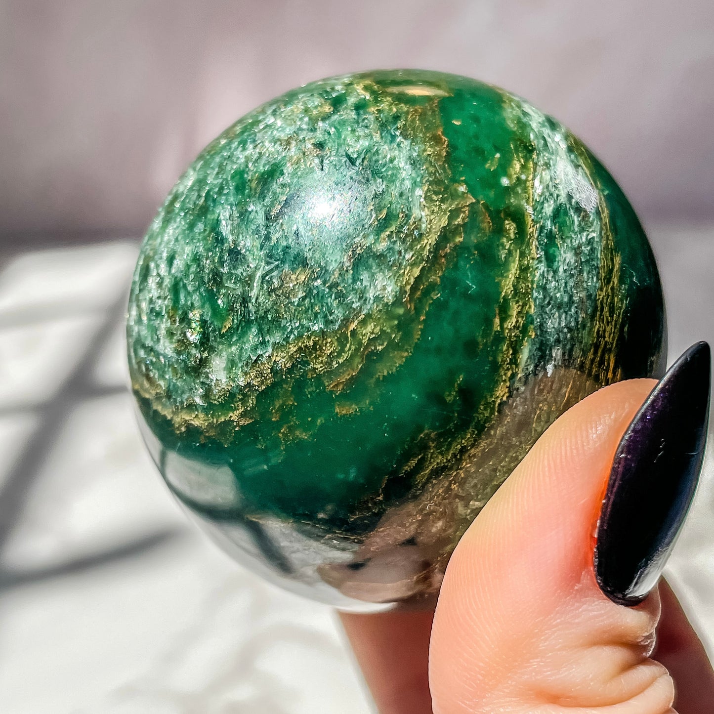 Nephrite Jade with Pyrite Sphere