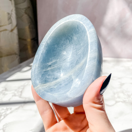 Blue Calcite Small Bowl  ( 14.2 ounces )