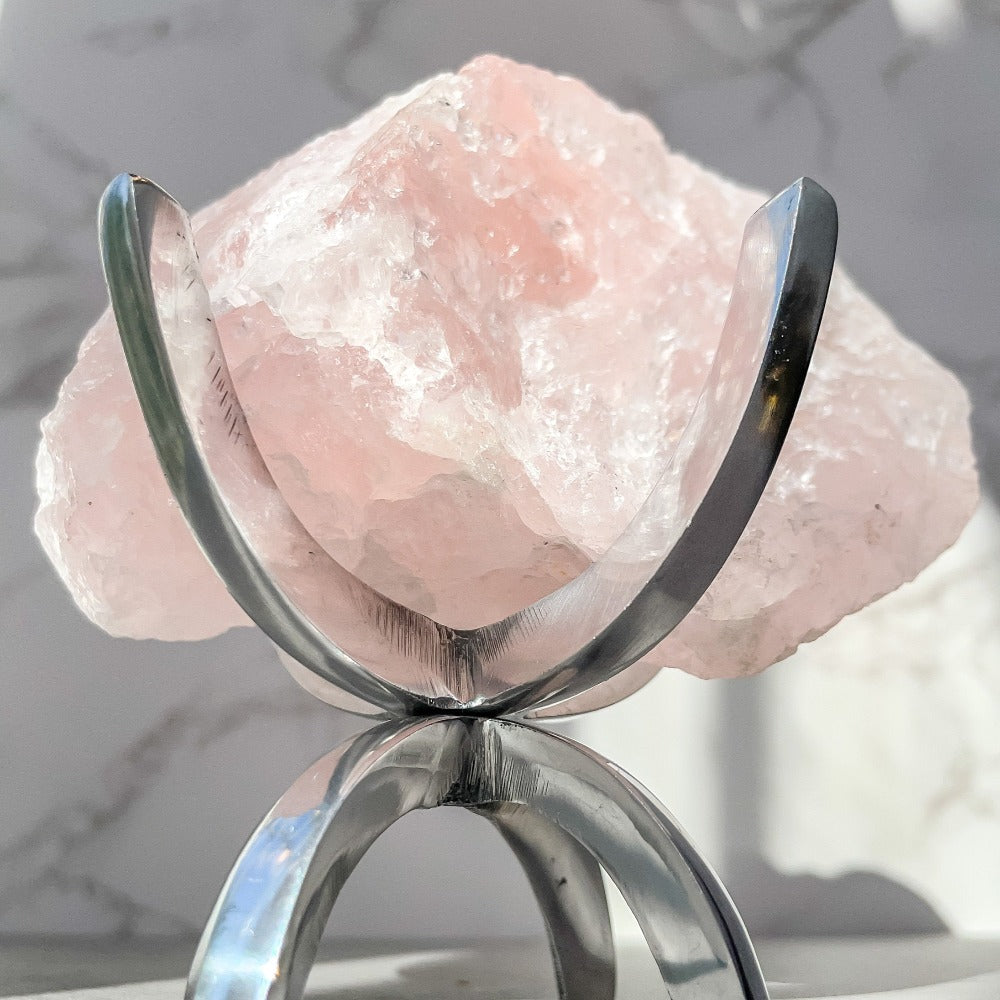 ROSE QUARTZ Crystal with Metal Stand