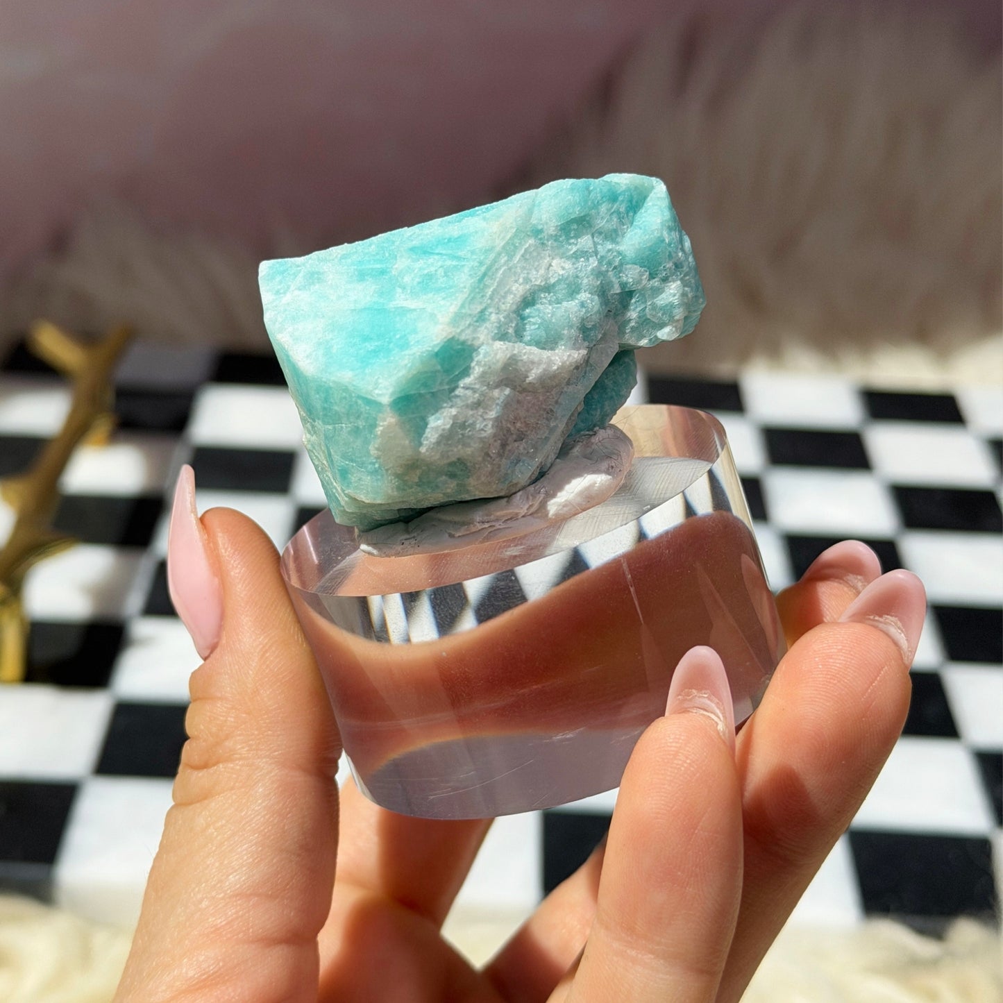 Lake George Amazonite on Acrylic Display 2.5oz
