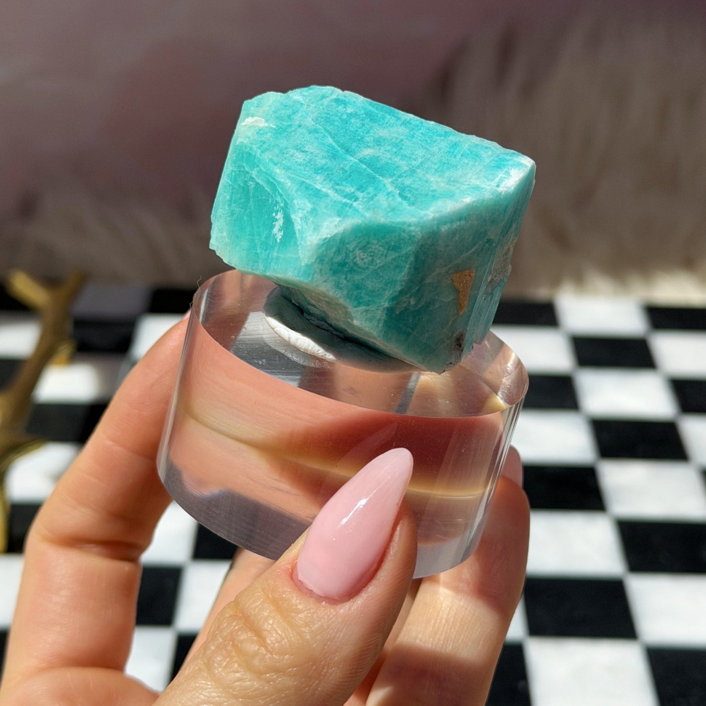 Lake George Amazonite on Acrylic Display 2.5oz