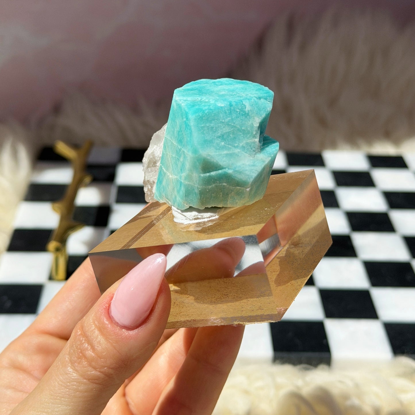 Lake George Amazonite on Acrylic Display 2.6oz #1