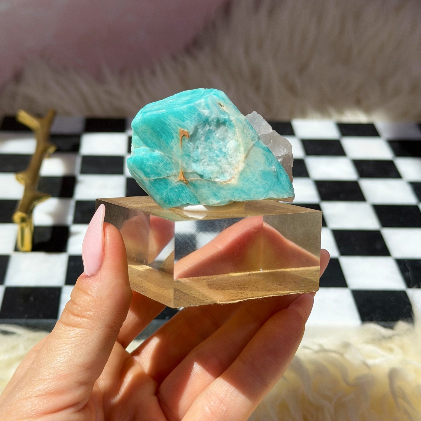 Lake George Amazonite on Acrylic Display 2.6oz #1