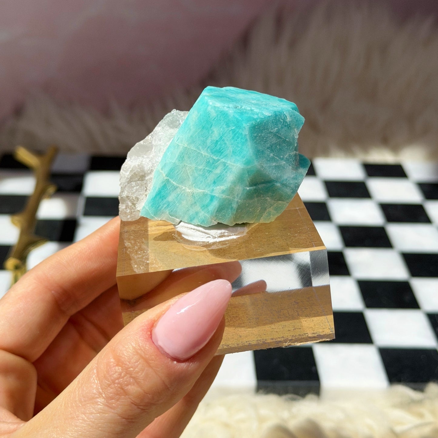 Lake George Amazonite on Acrylic Display 2.6oz #1