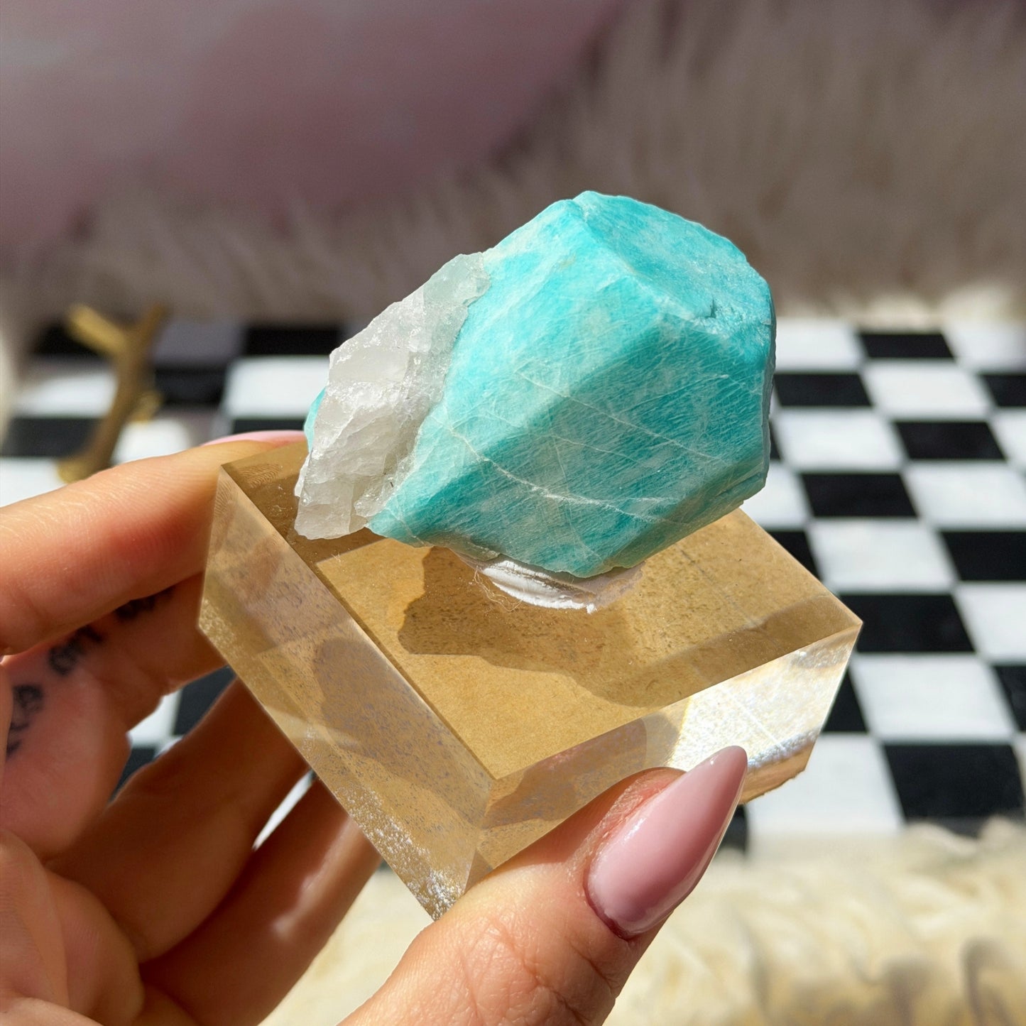 Lake George Amazonite on Acrylic Display 2.6oz #1
