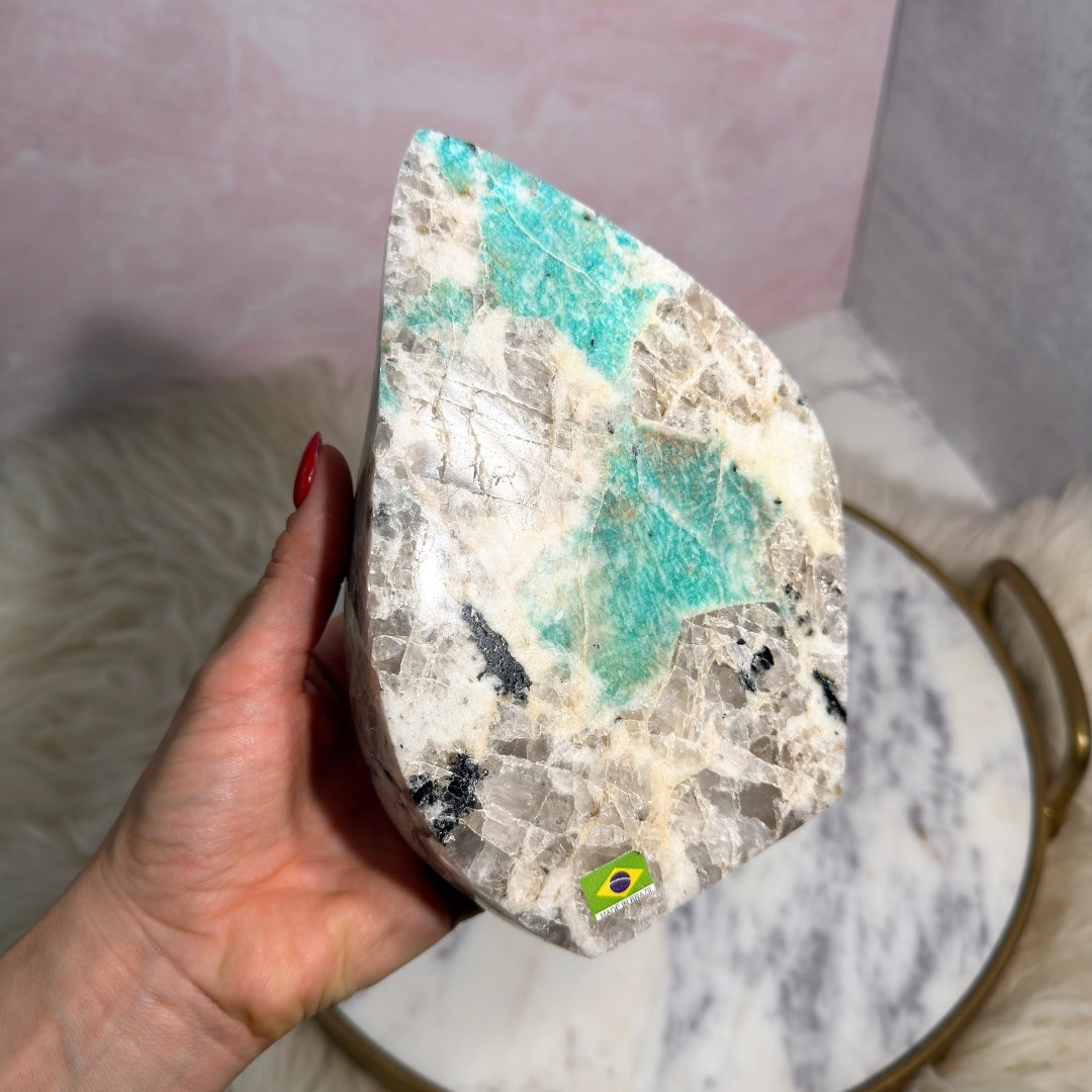 Natural Amazonite Free Form 3.79 lb Brazilian Stone Decor