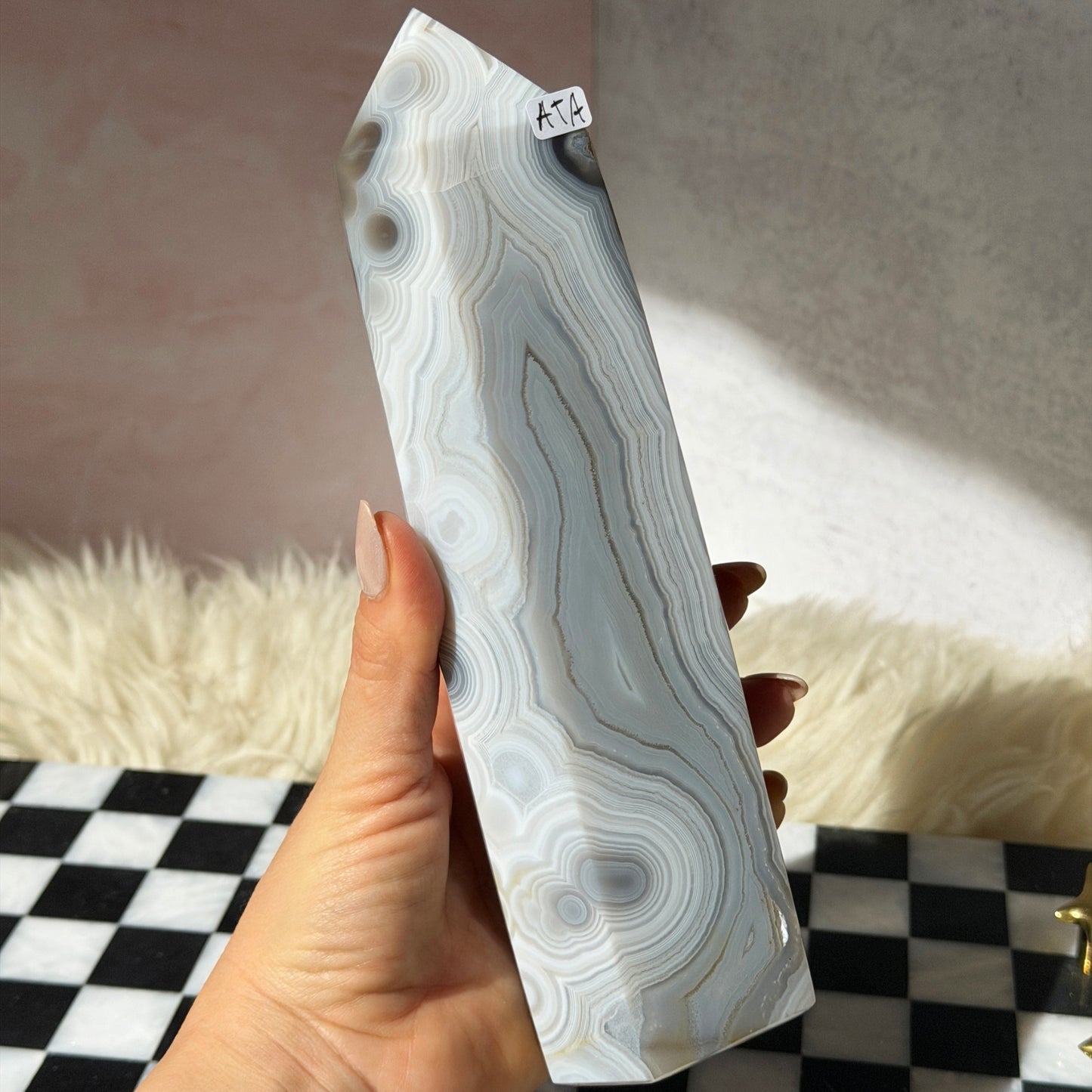 Agate Tower 2.4lb | Natural Brazil Crystal Point