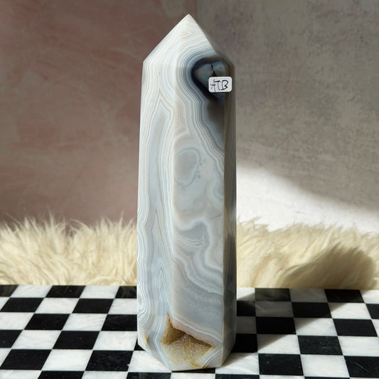 Agate Tower with Druzy Pocket 2.5lb | Natural Brazil Crystal