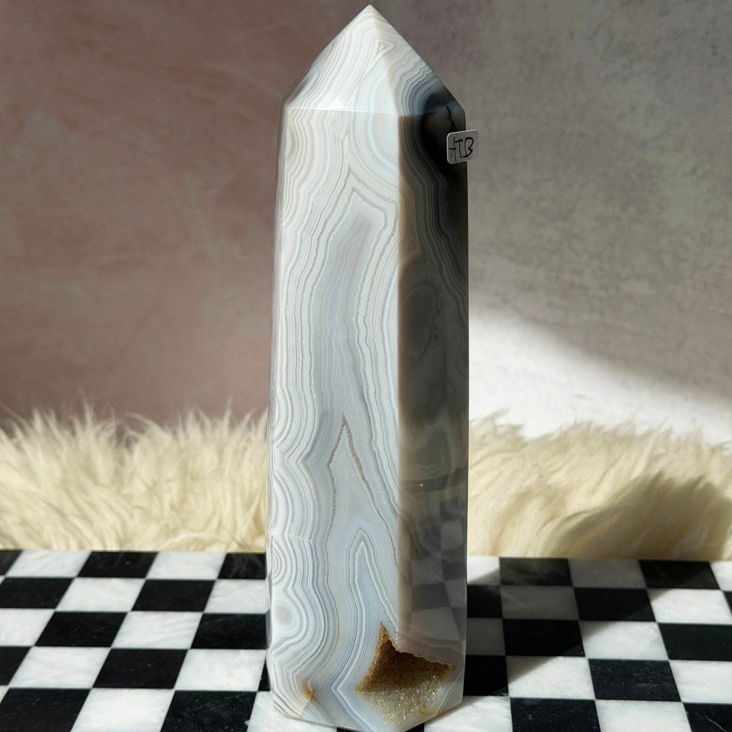 Agate Tower with Druzy Pocket 2.5lb | Natural Brazil Crystal