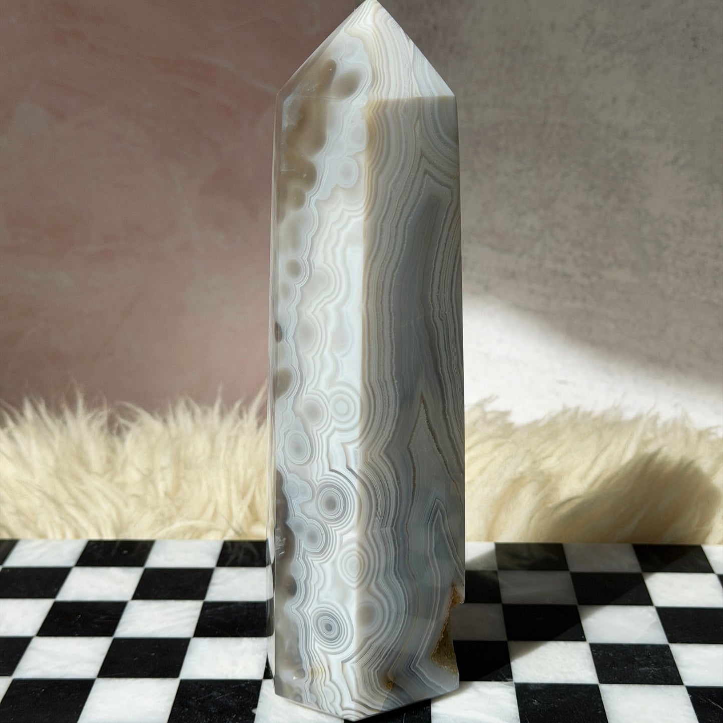 Agate Tower with Druzy Pocket 2.5lb | Natural Brazil Crystal