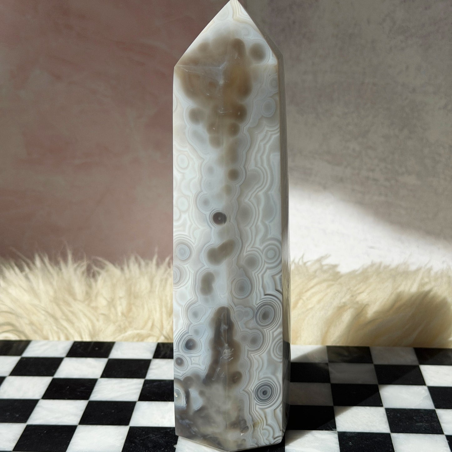 Agate Tower with Druzy Pocket 2.5lb | Natural Brazil Crystal