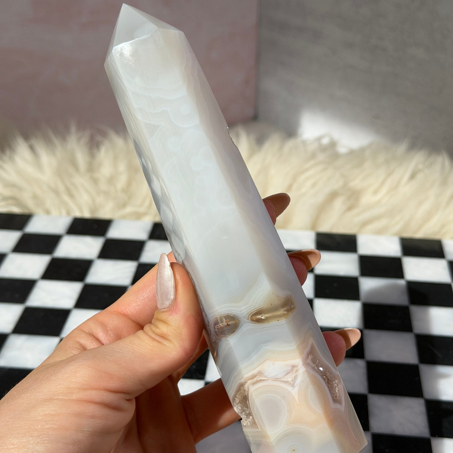 Agate Tower with Druzy Portal 0.9lb | Natural Brazil Crystal