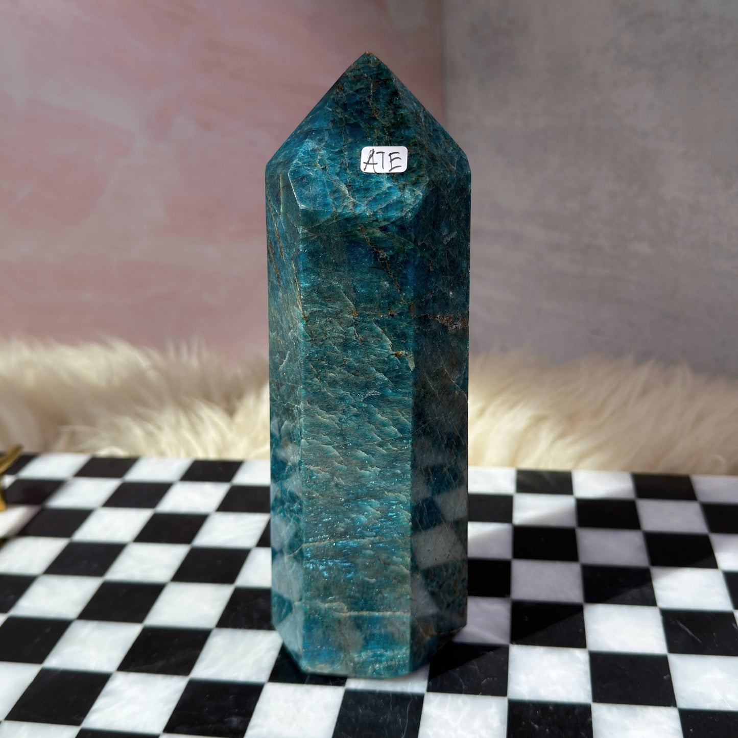 Blue Apatite Tower 3lb | Natural Madagascar Crystal Point
