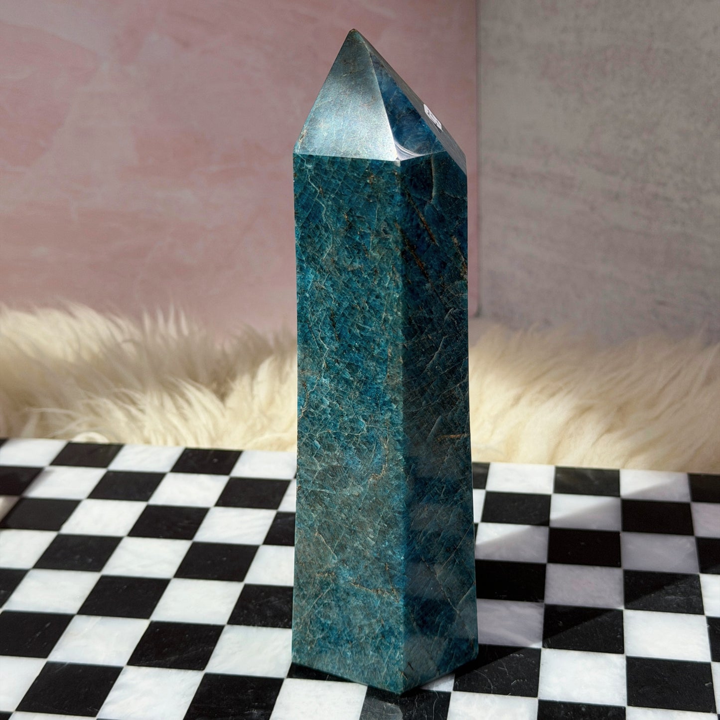 Blue Apatite Tower 3lb | Natural Madagascar Crystal Point