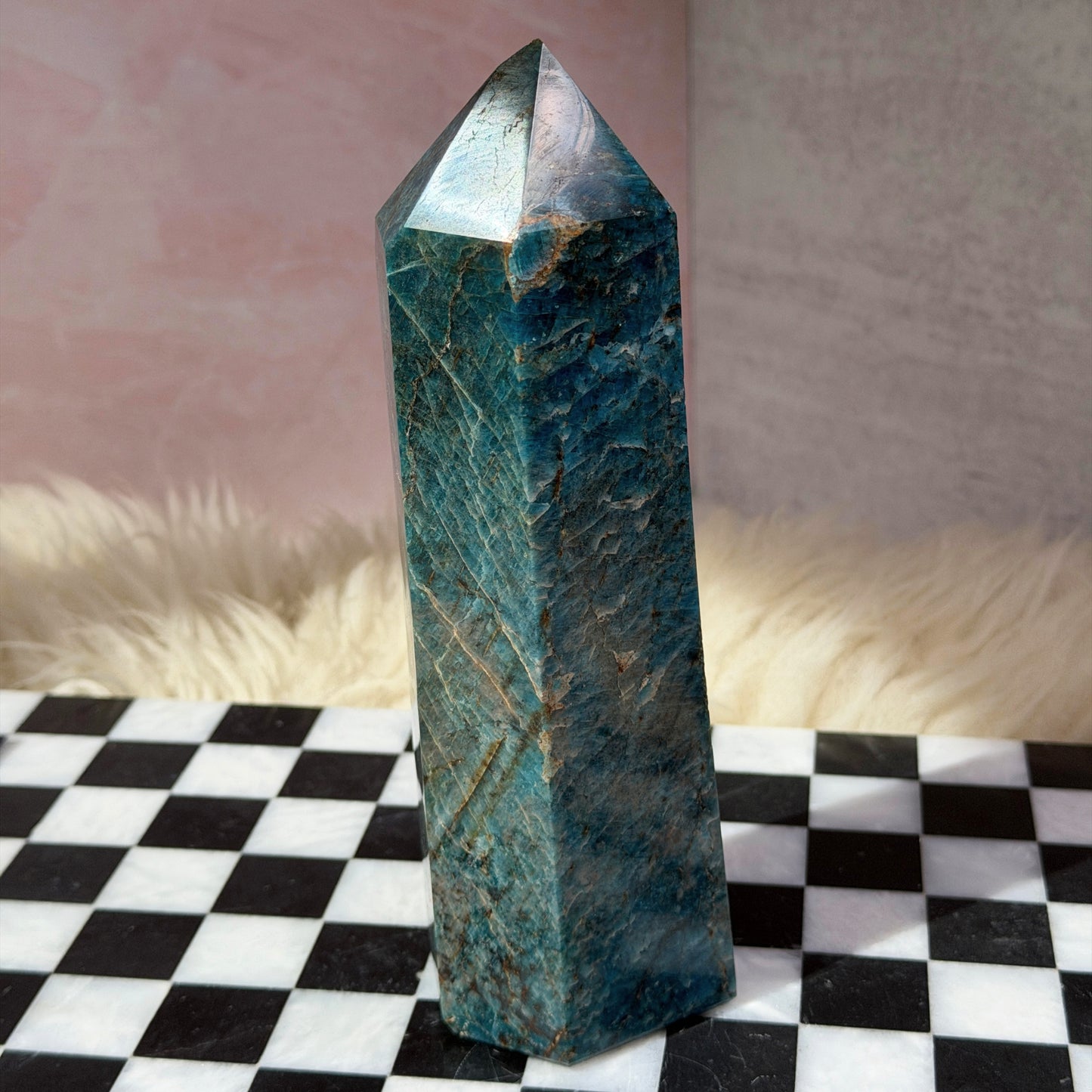 Blue Apatite Tower 3lb | Natural Madagascar Crystal Point