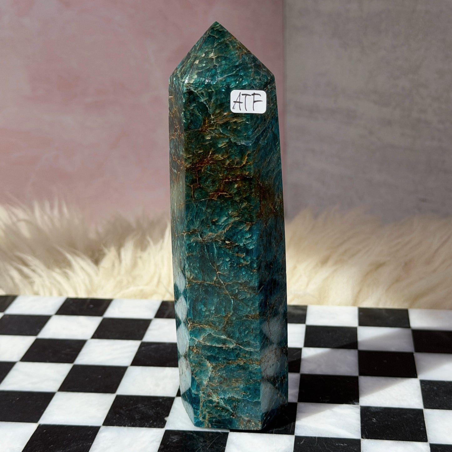 Blue Apatite Tower 1.2lb | Natural Namibia Crystal Point