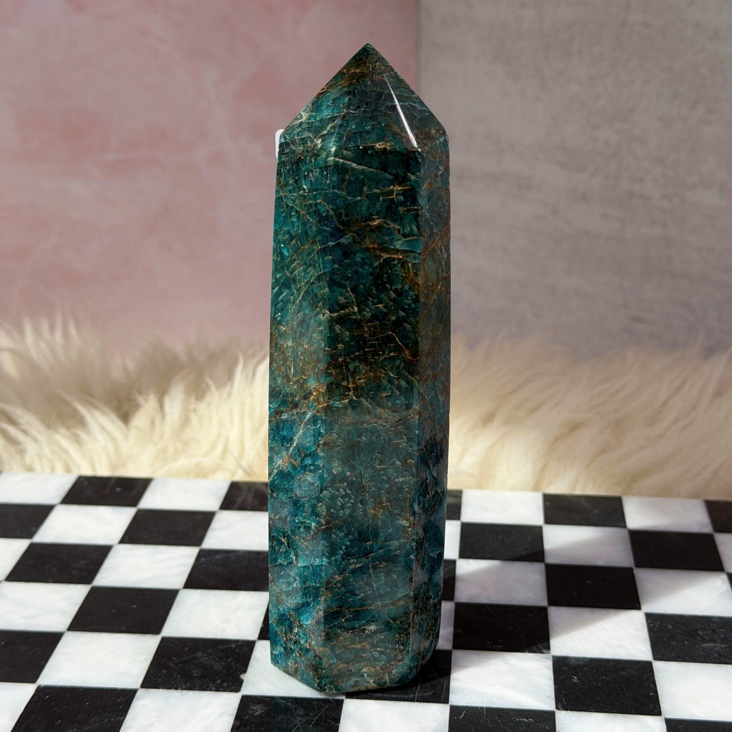 Blue Apatite Tower 1.2lb | Natural Namibia Crystal Point