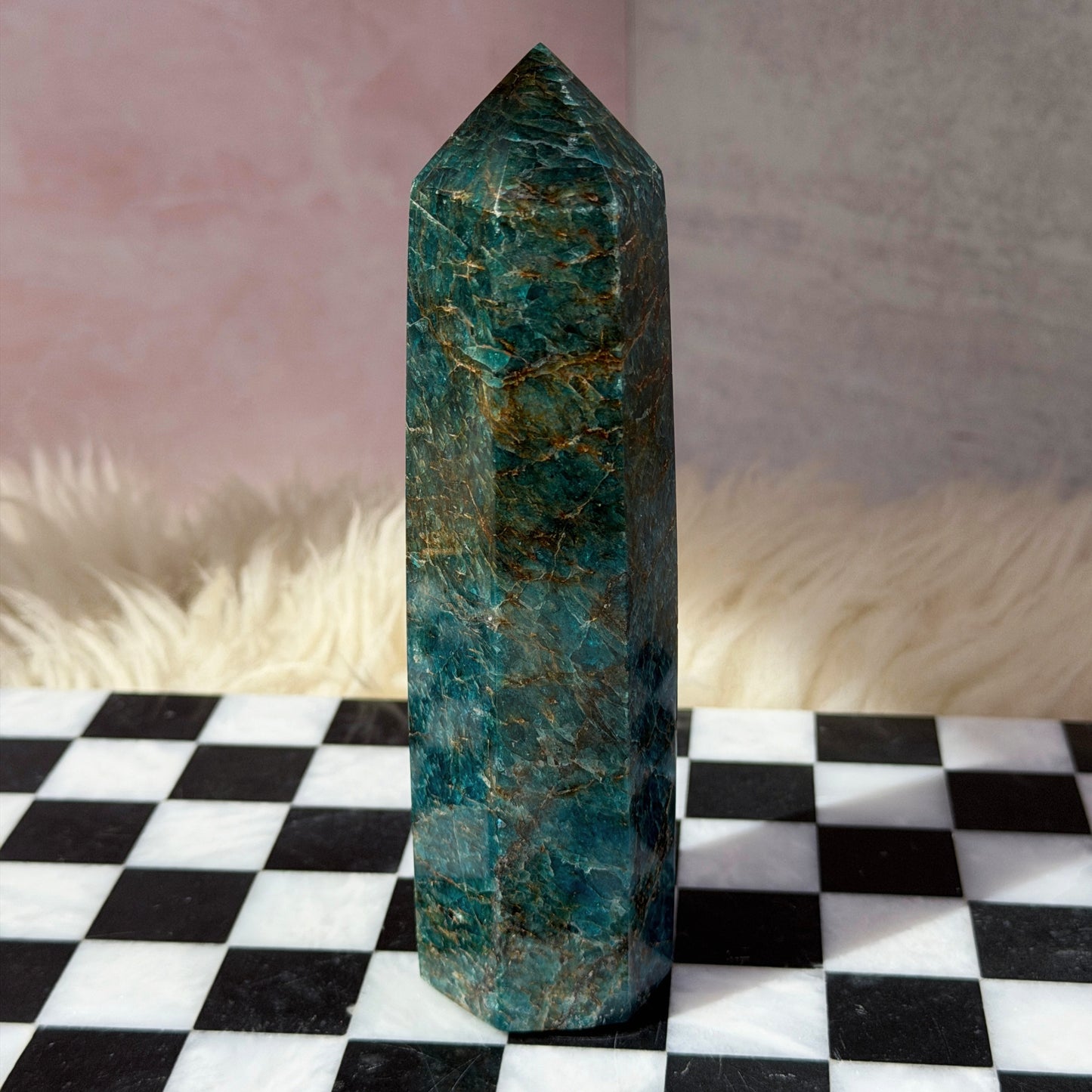 Blue Apatite Tower 1.2lb | Natural Namibia Crystal Point