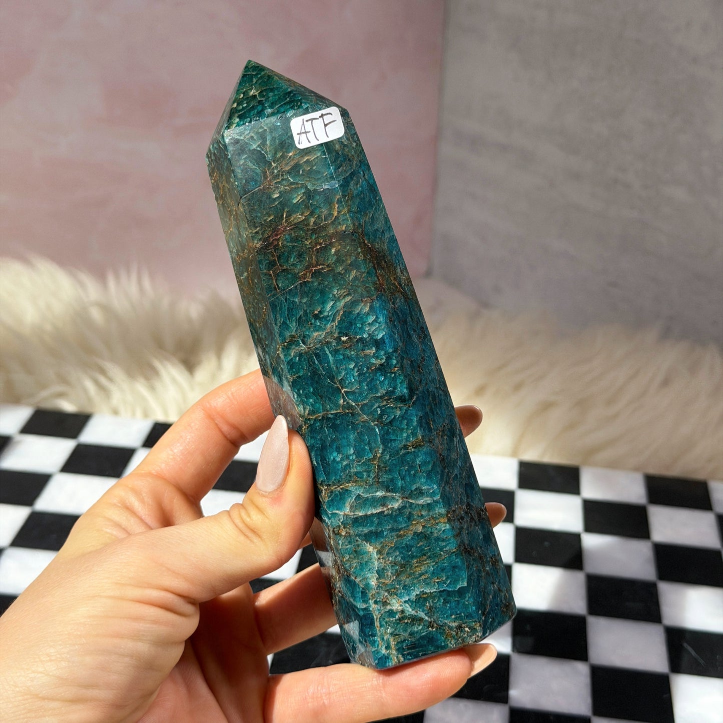 Blue Apatite Tower 1.2lb | Natural Namibia Crystal Point