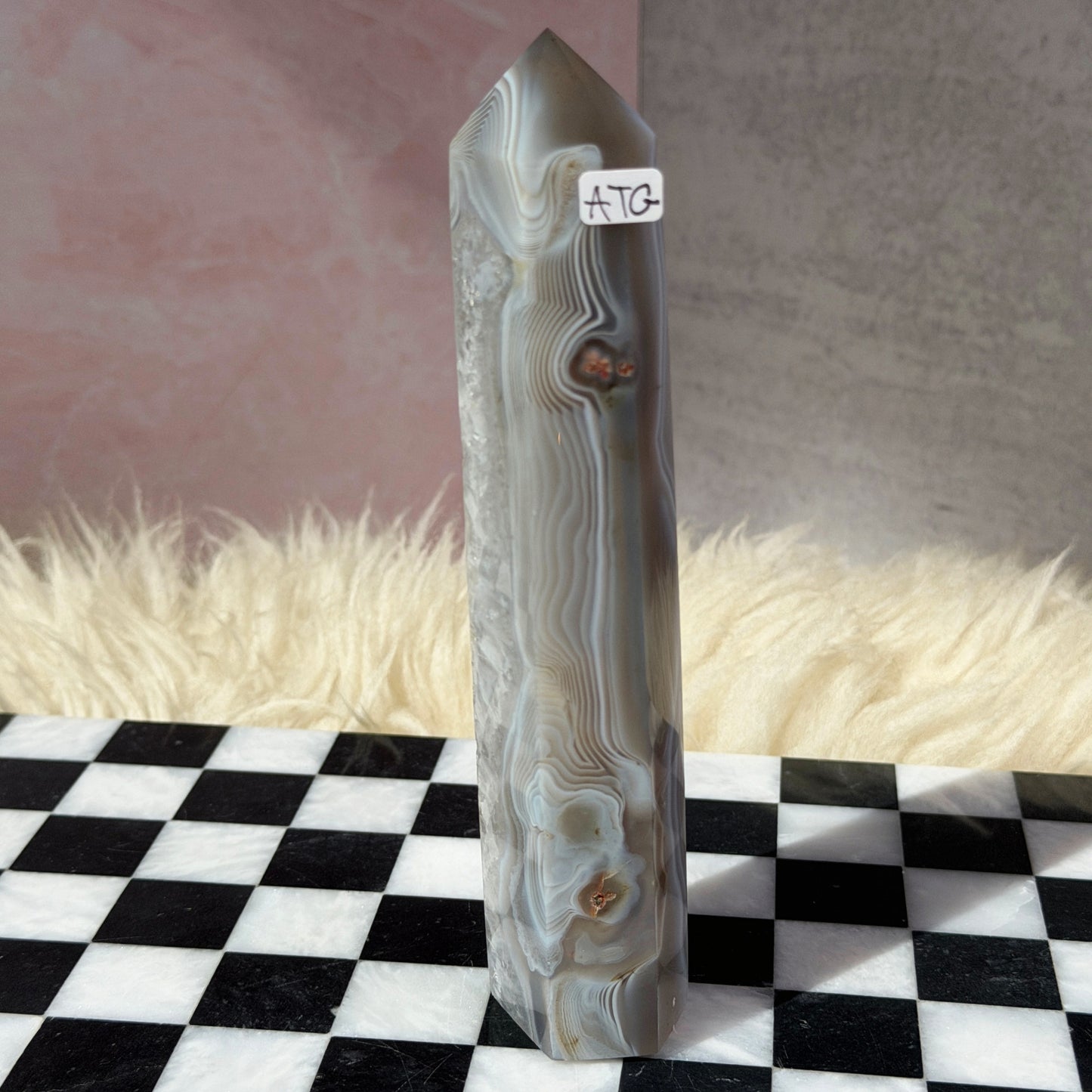 Agate Tower 0.9lb | Natural Brazil Crystal Point