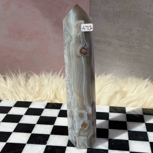 Agate Tower 0.9lb | Natural Brazil Crystal Point