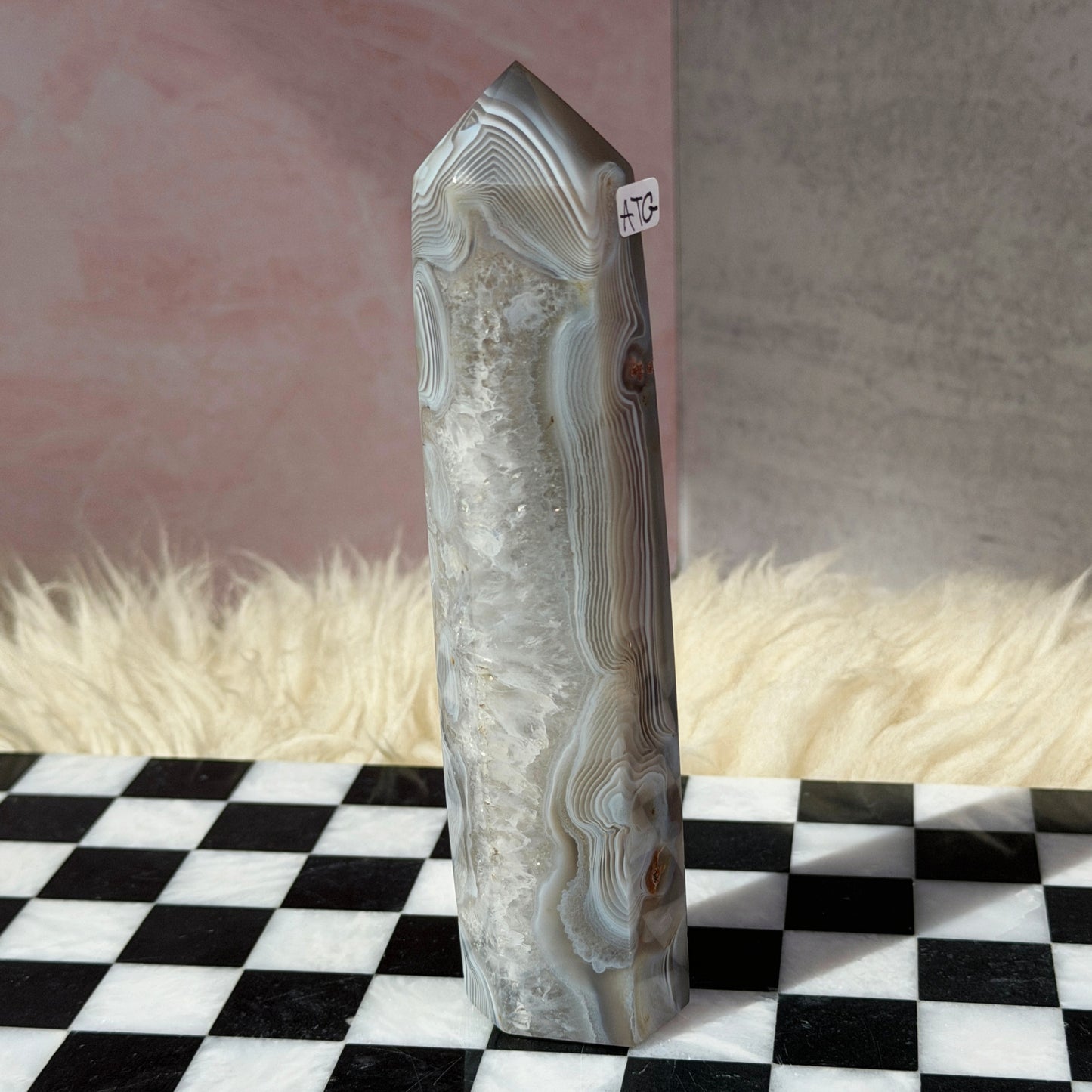 Agate Tower 0.9lb | Natural Brazil Crystal Point