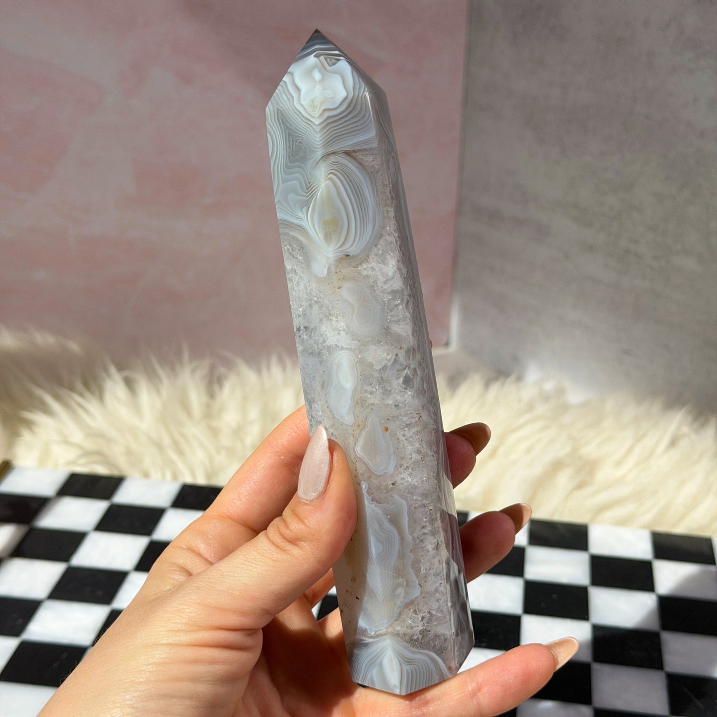 Agate Tower 0.9lb | Natural Brazil Crystal Point