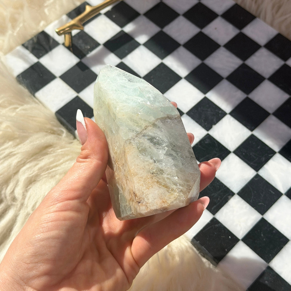 Aquamarine Tower 0.95 lb Brazilian Natural Crystal Point Decor