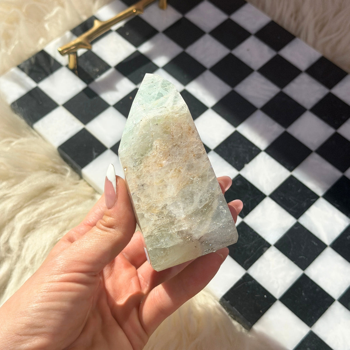 Aquamarine Tower 0.95 lb Brazilian Natural Crystal Point Decor