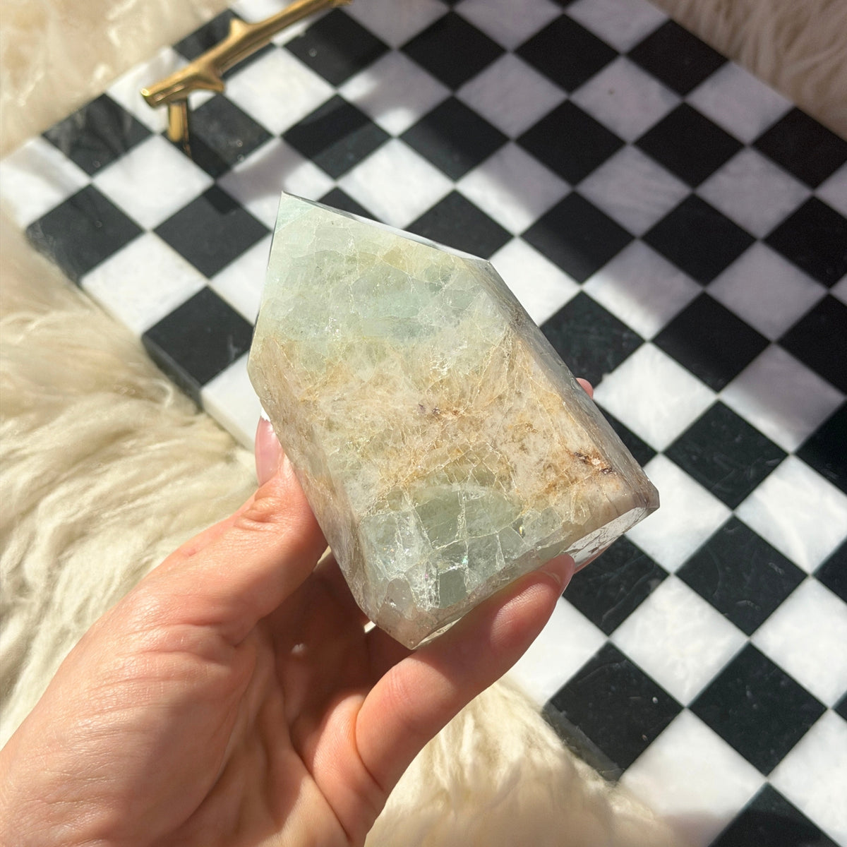 Aquamarine Tower 0.95 lb Brazilian Natural Crystal Point Decor