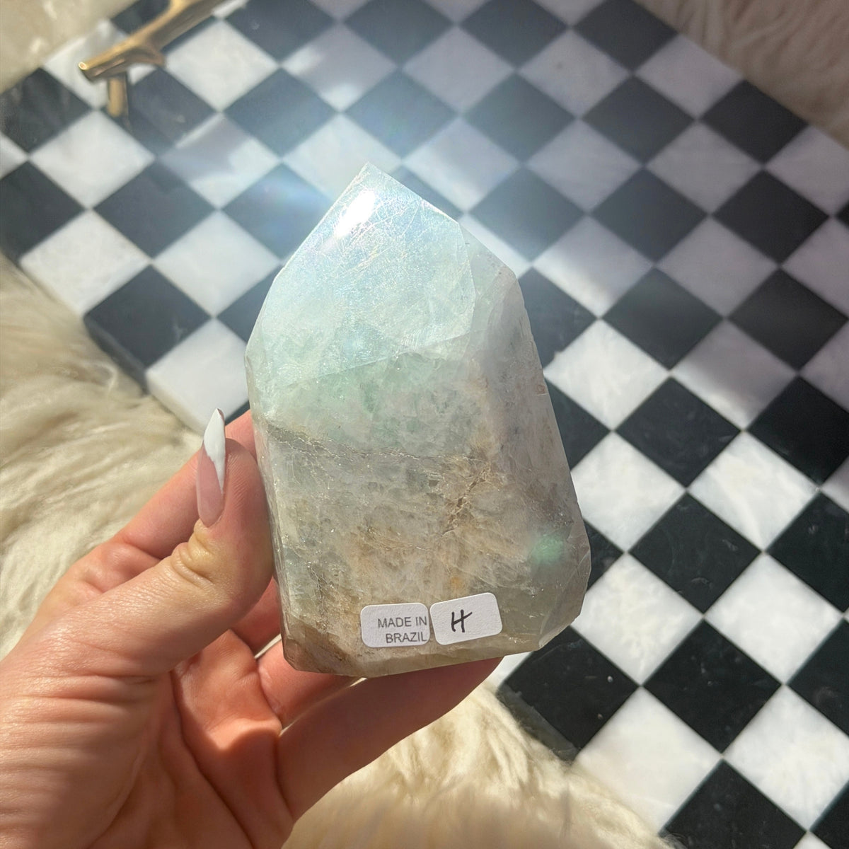 Aquamarine Tower 0.95 lb Brazilian Natural Crystal Point Decor
