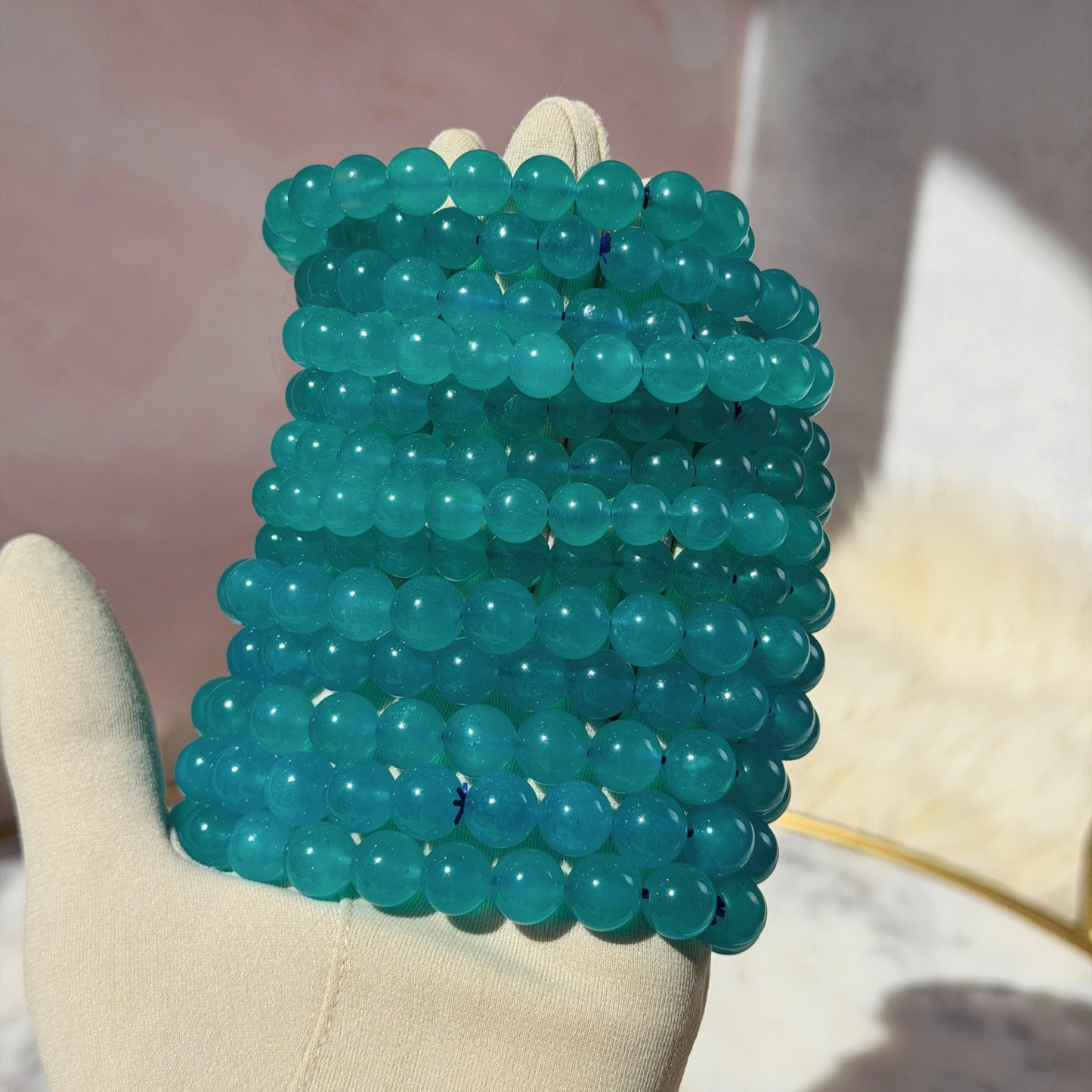 Gem Amazonite Beaded Bracelet (Bead size: 8mm–10mm)
