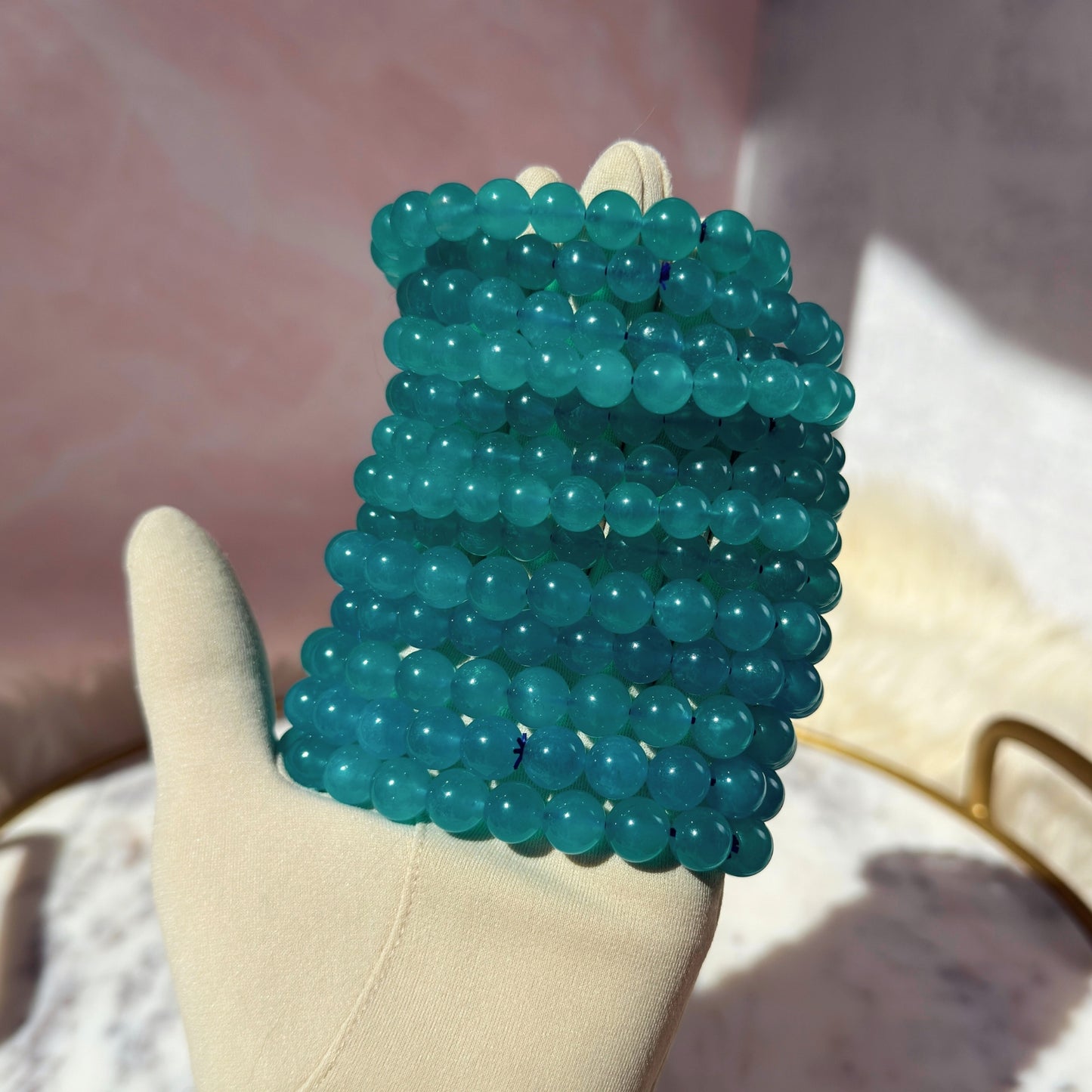 Gem Amazonite Beaded Bracelet (Bead size: 8mm–10mm)