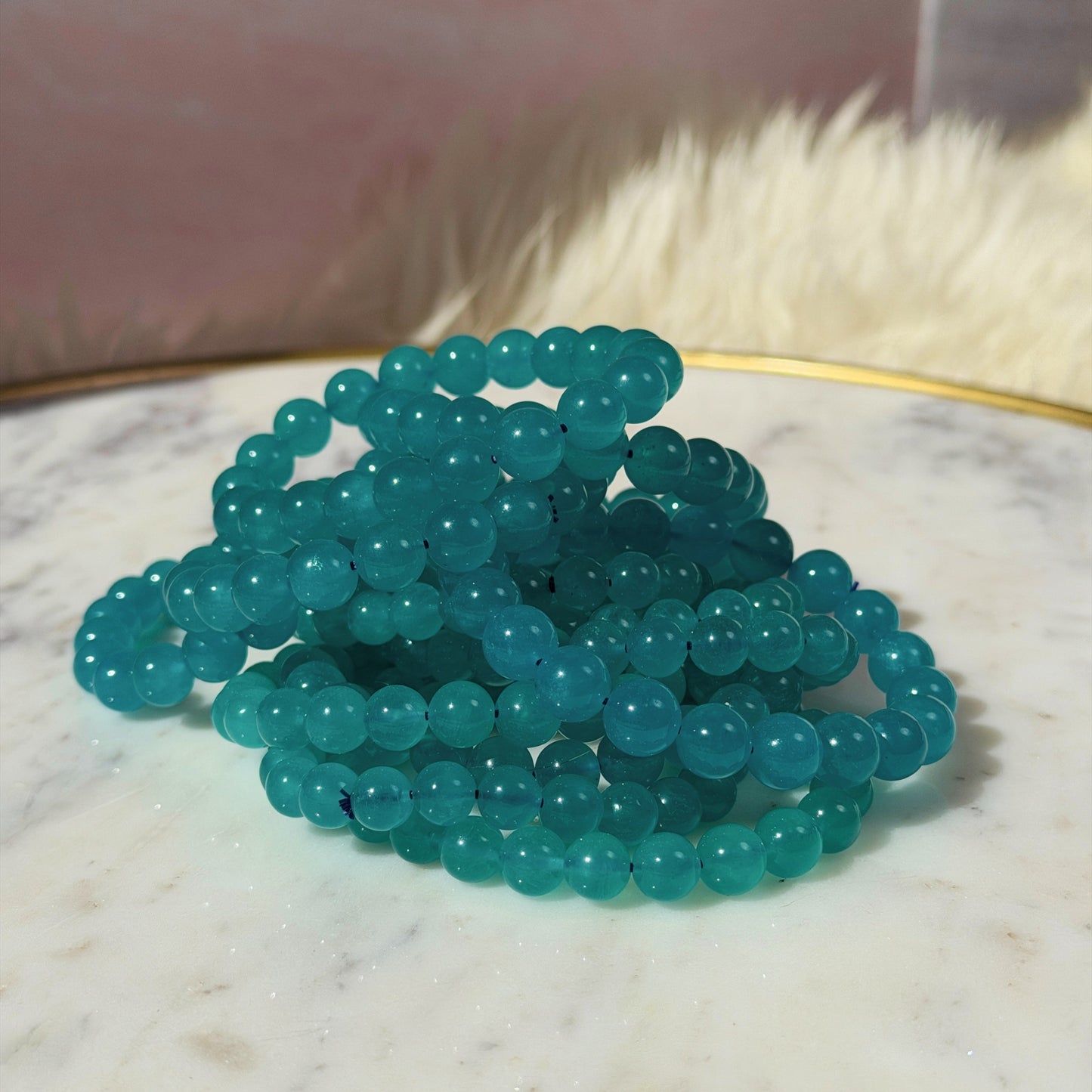 Gem Amazonite Beaded Bracelet (Bead size: 8mm–10mm)