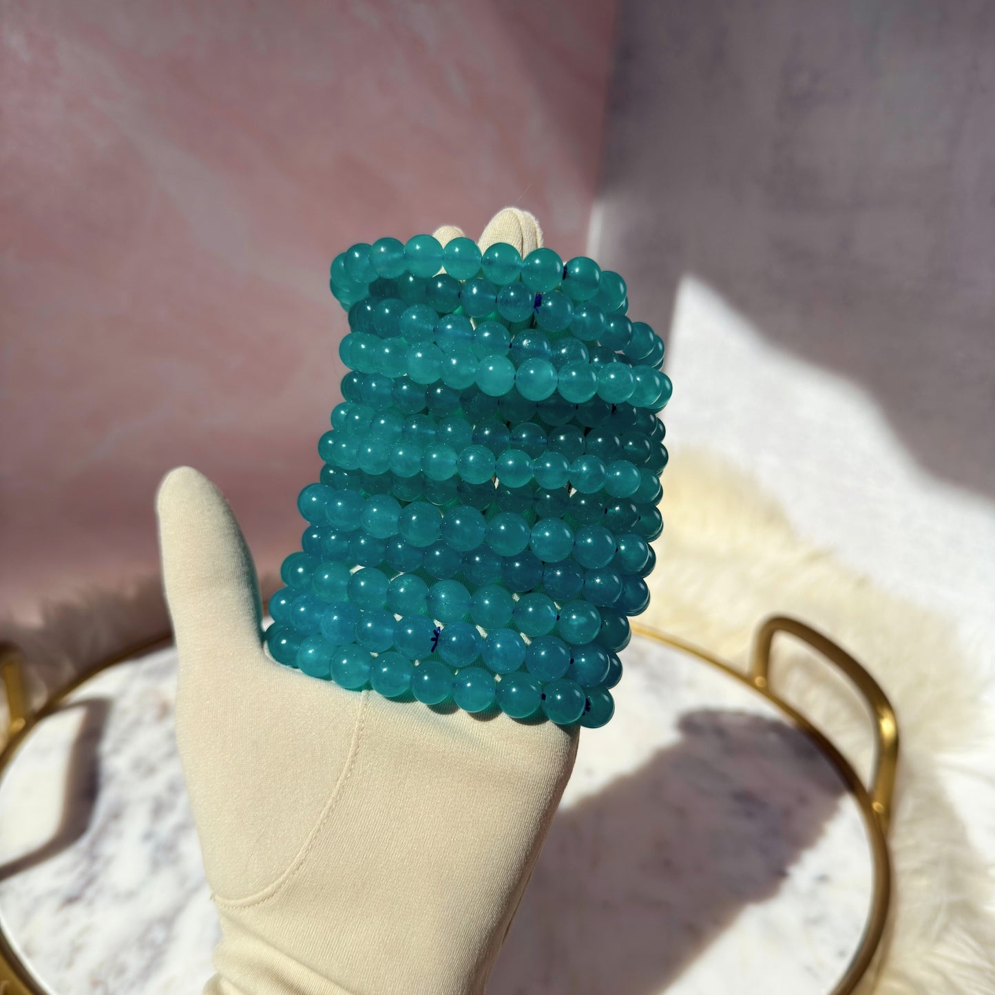 Gem Amazonite Beaded Bracelet (Bead size: 8mm–10mm)