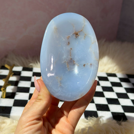 Blue Chalcedony Bowl 11oz | Natural Madagascar Crystal