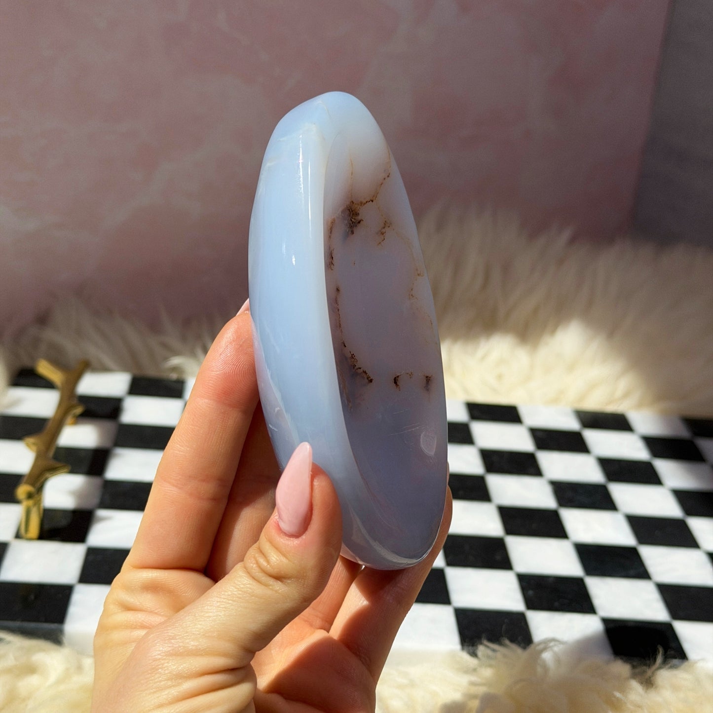 Blue Chalcedony Bowl 11oz | Natural Madagascar Crystal