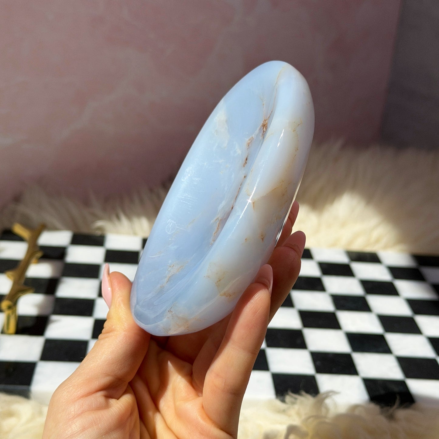 Blue Chalcedony Bowl 11oz | Natural Madagascar Crystal