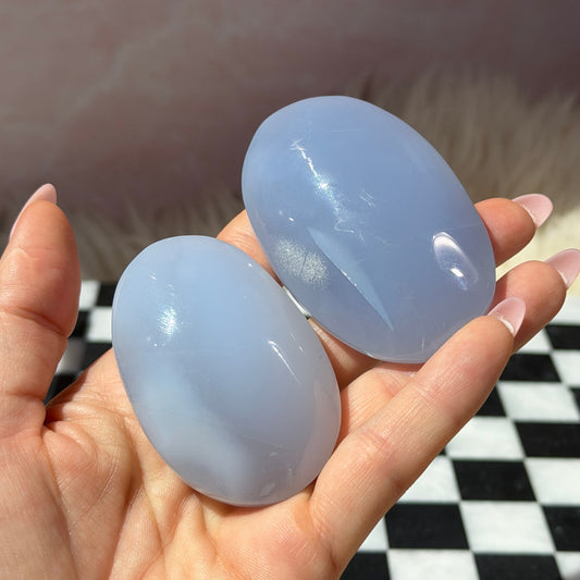 Blue Chalcedony Palm Stone | Natural Madagascar Crystal