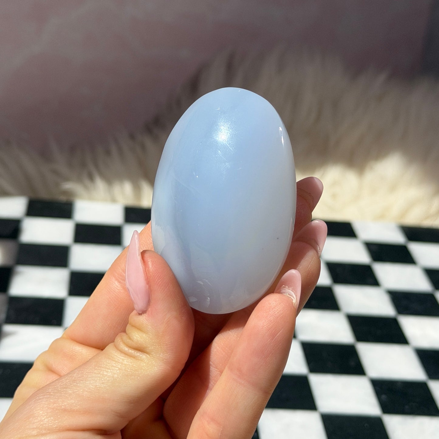 Blue Chalcedony Palm Stone | Natural Madagascar Crystal