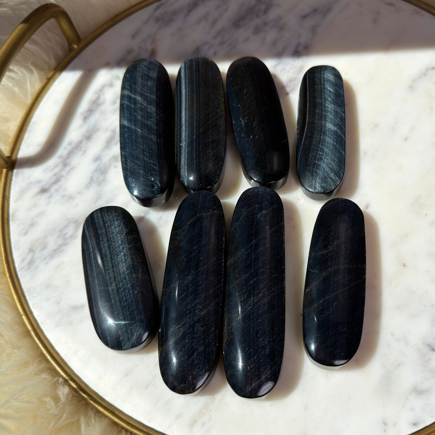 Blue Tiger Eye Palm Stone | Natural South Africa Crystal